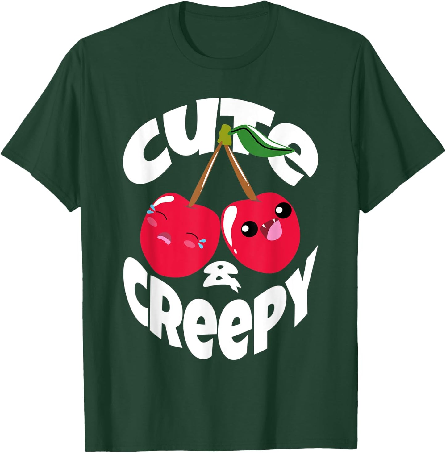 Cute and Creepy Kawaii Kids Shirt Vampire Cherry Halloween T-Shirt - T-Shirt | Forest