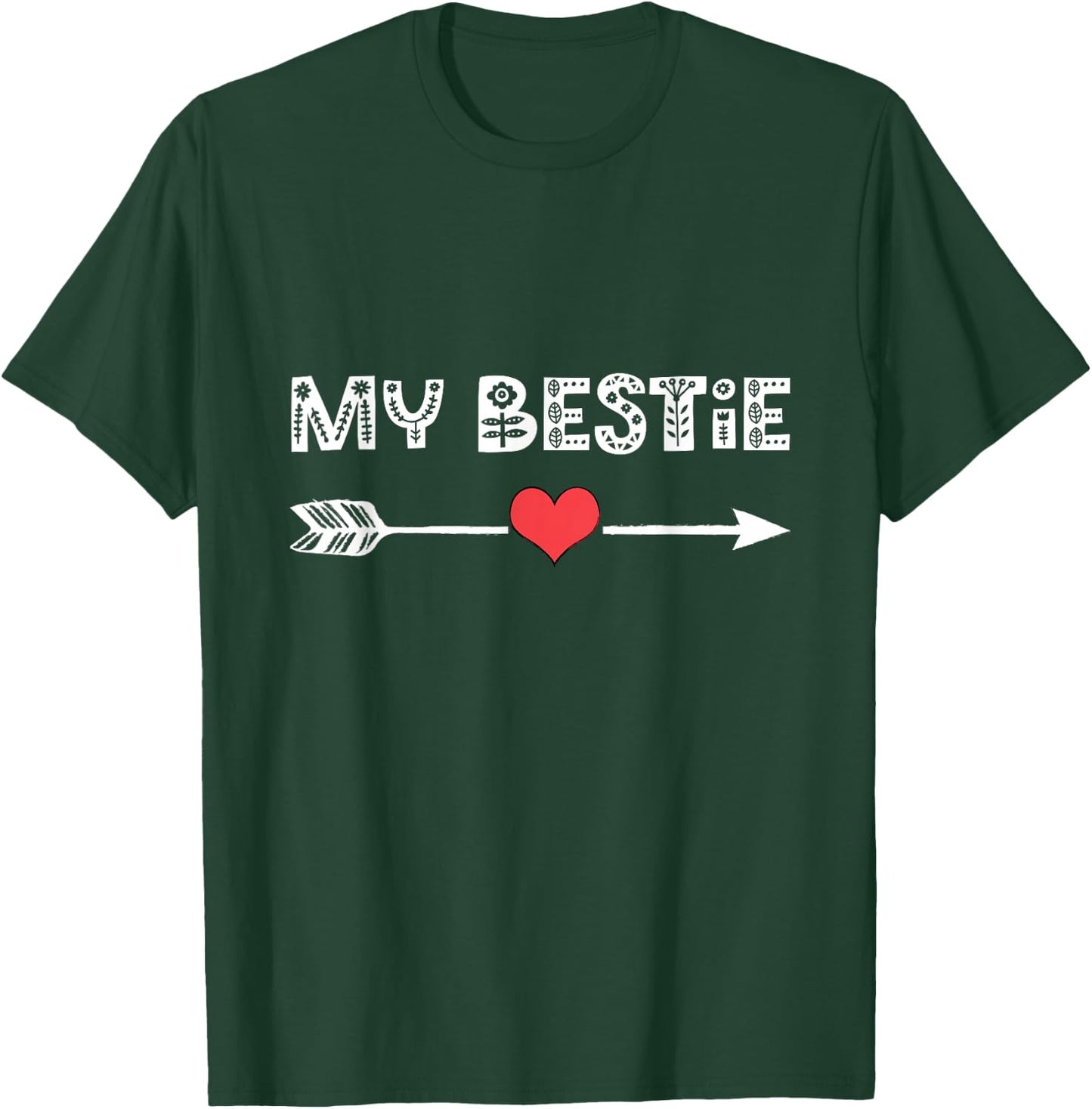 Besties Best Friend Right Arrow Heart Love Matching Outfit T-Shirt - T-Shirt | Forest