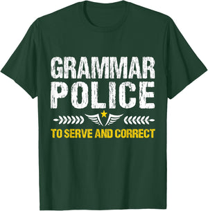 Grammar Police To Serve And Correct Funny Teacher Costume Men Women Kids T-Shirt - T-Shirt | Forest