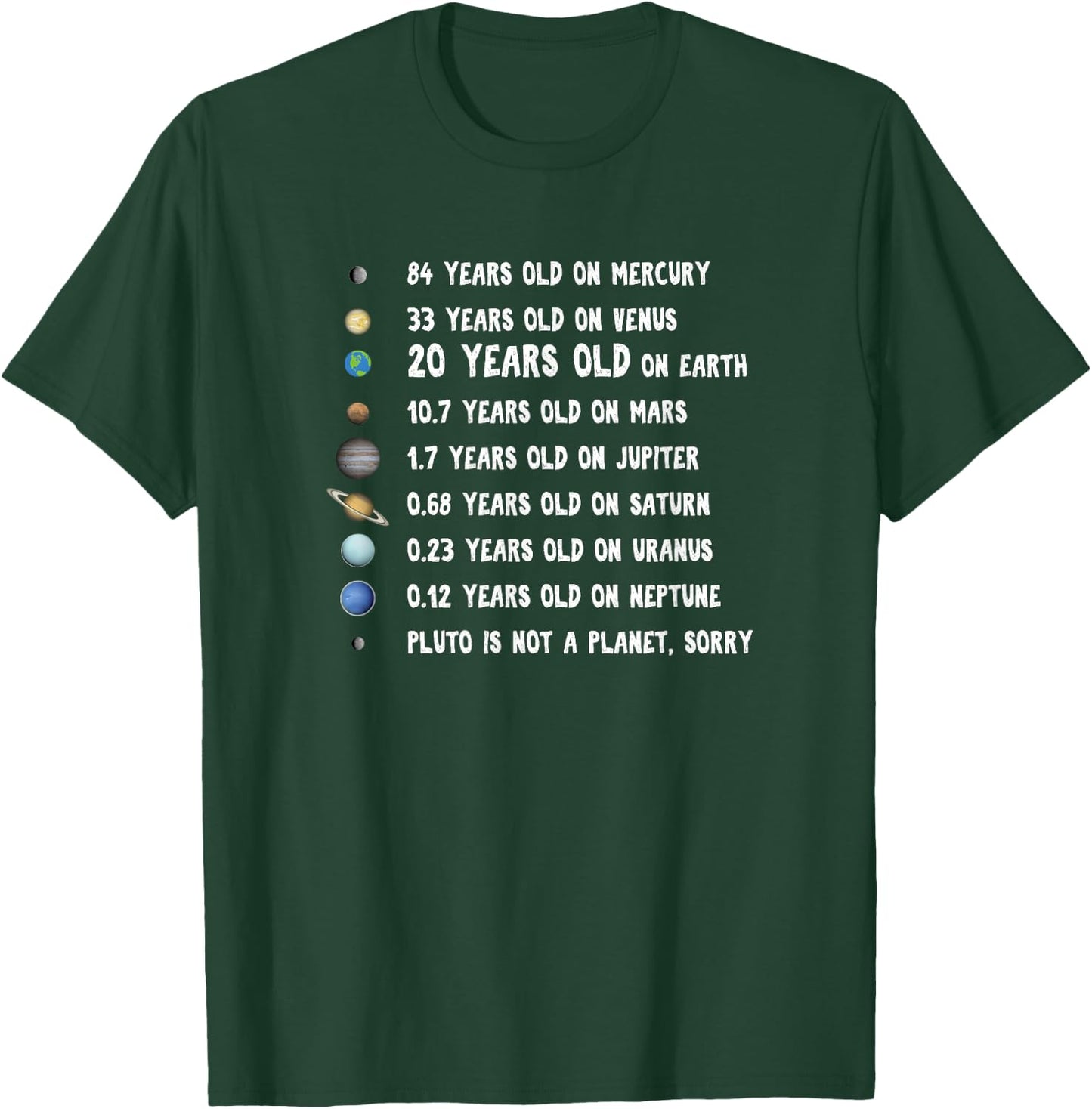 Planets 20 years old birthday Gift astronomy enthusiast T-Shirt - T-Shirt | Forest