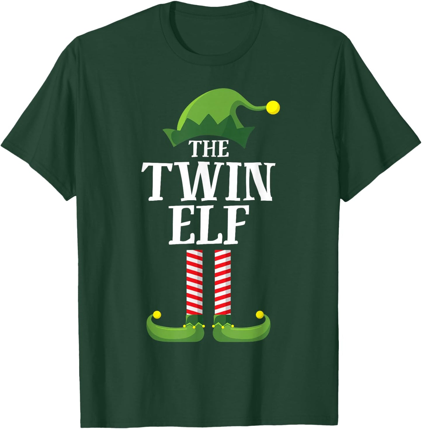 Twin Elf Matching Family Group Funny Christmas Party Pyjamas T-Shirt - T-Shirt | Forest