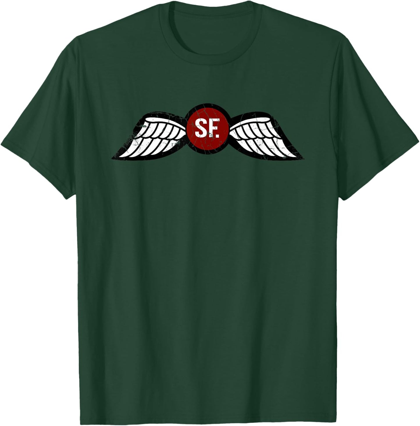 American Marauder Adults Black Small Classic Fit Short Sleeve : Jedburgh (OSS) Wings Insignia T-Shirt - T-Shirt | Forest
