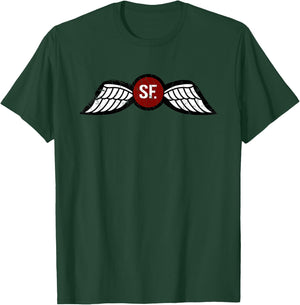 American Marauder Adults Black Small Classic Fit Short Sleeve : Jedburgh (OSS) Wings Insignia T-Shirt - T-Shirt | Forest