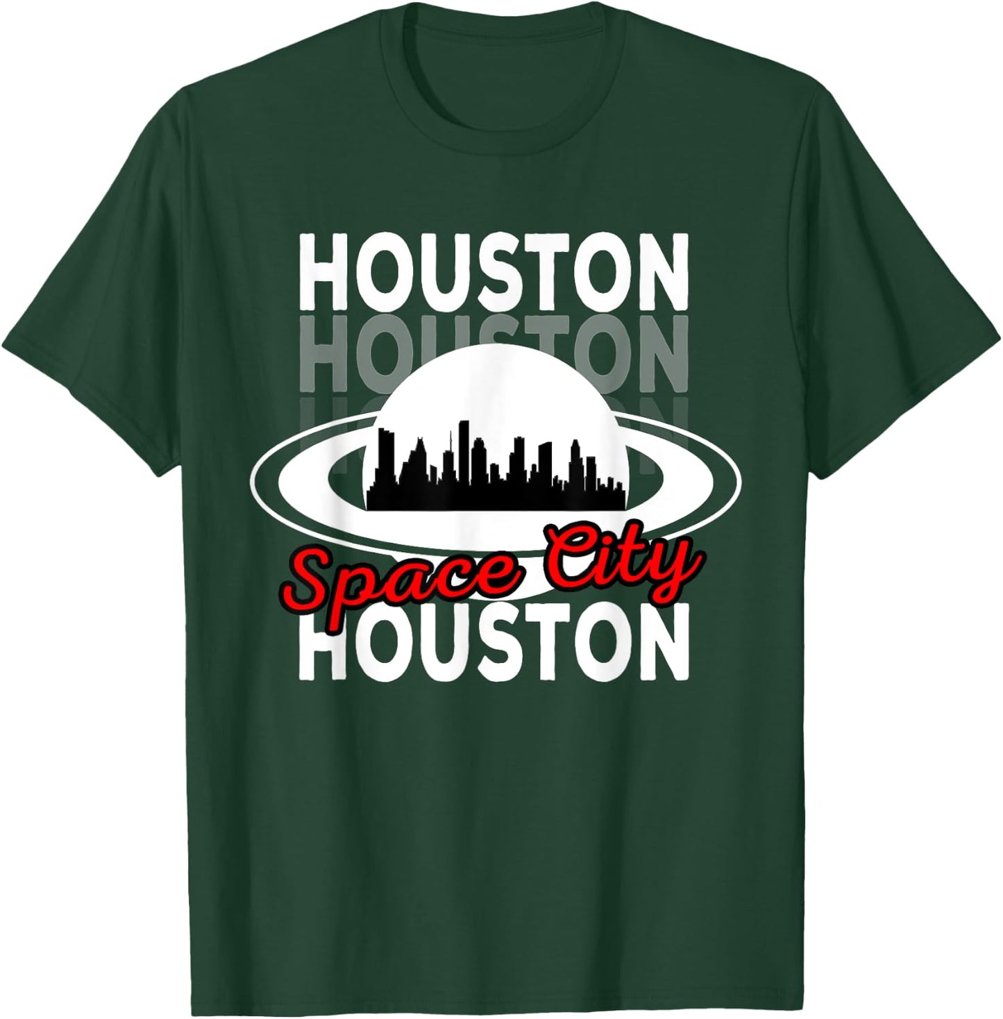 Houston Skyline Silhouette Houston Texas Space City T-Shirt - T-Shirt | Forest