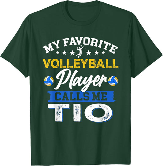 My Favorite Volleyball Player Calls Me TIO USA Flag T-Shirt - T-Shirt | Forest