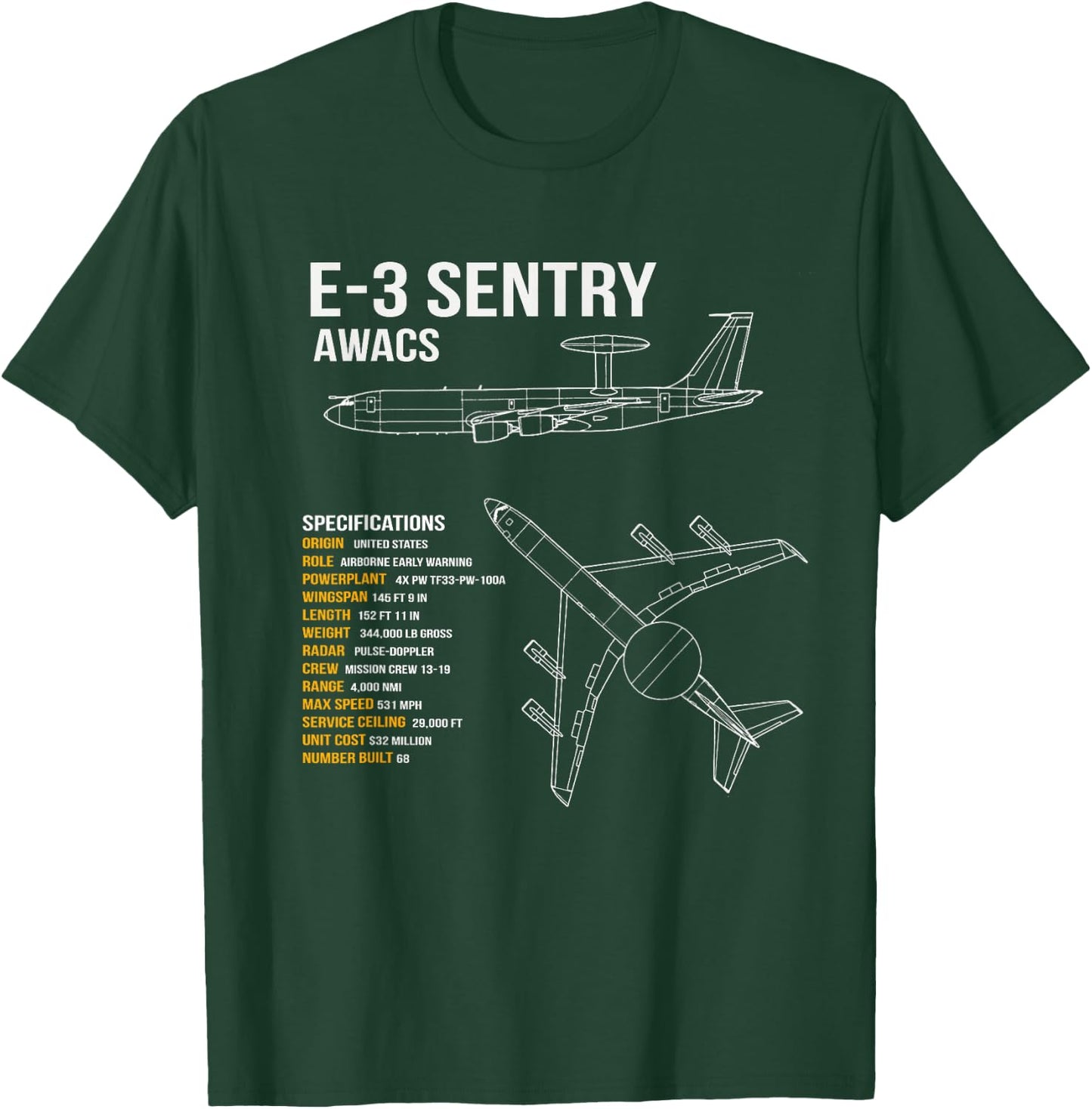 E-3 Sentry AWACS T-Shirt - T-Shirt | Forest