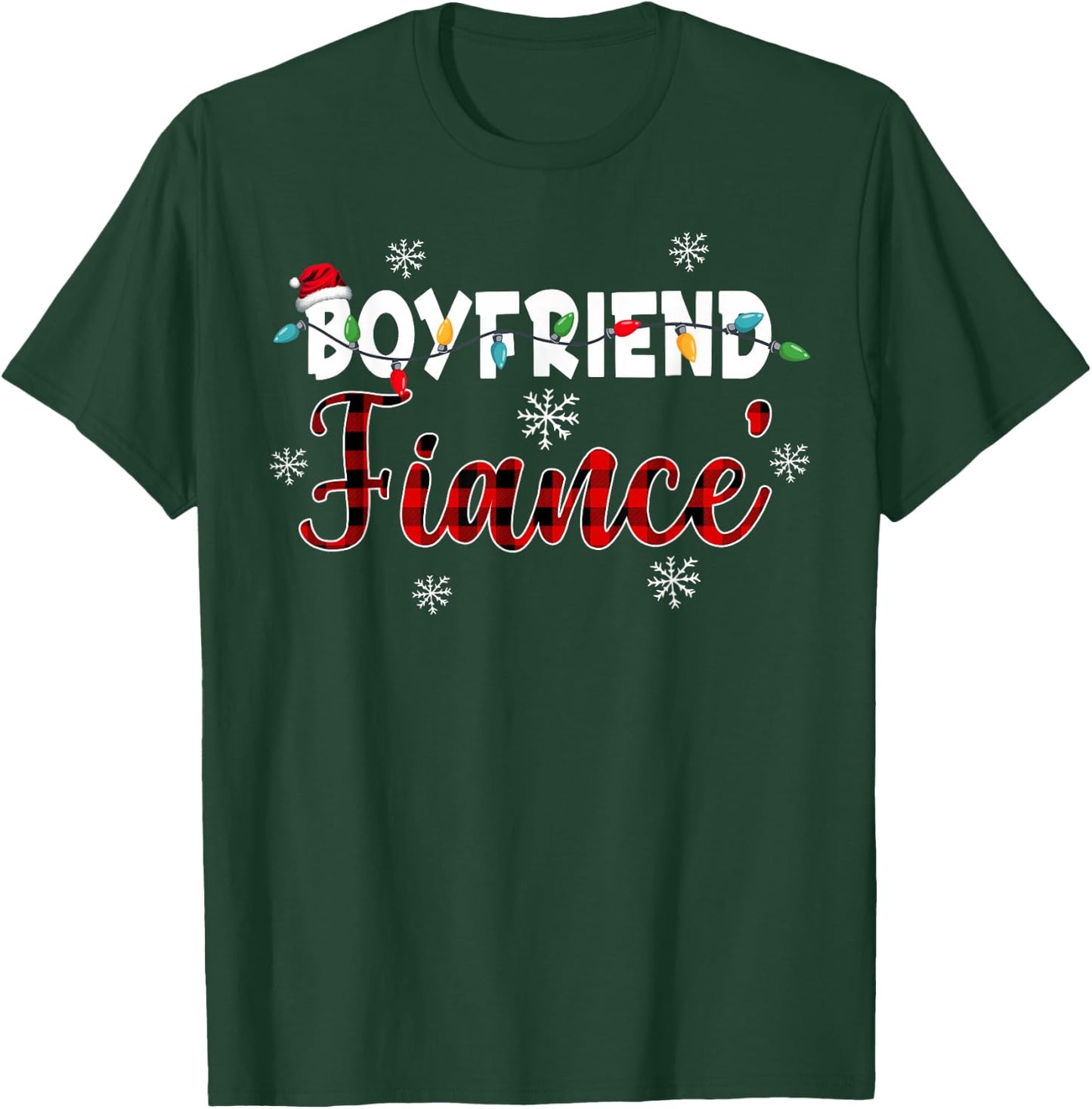 Fiance Engaged Xmas Matching Couples Christmas Pajamas T-Shirt - T-Shirt | Forest