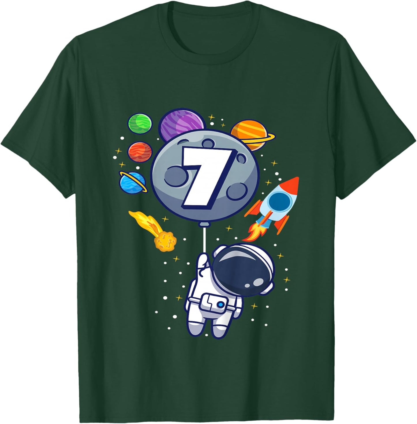 Kids 7th Birthday Astronaut 7 Year Old Birthday Boy T-Shirt - T-Shirt | Forest