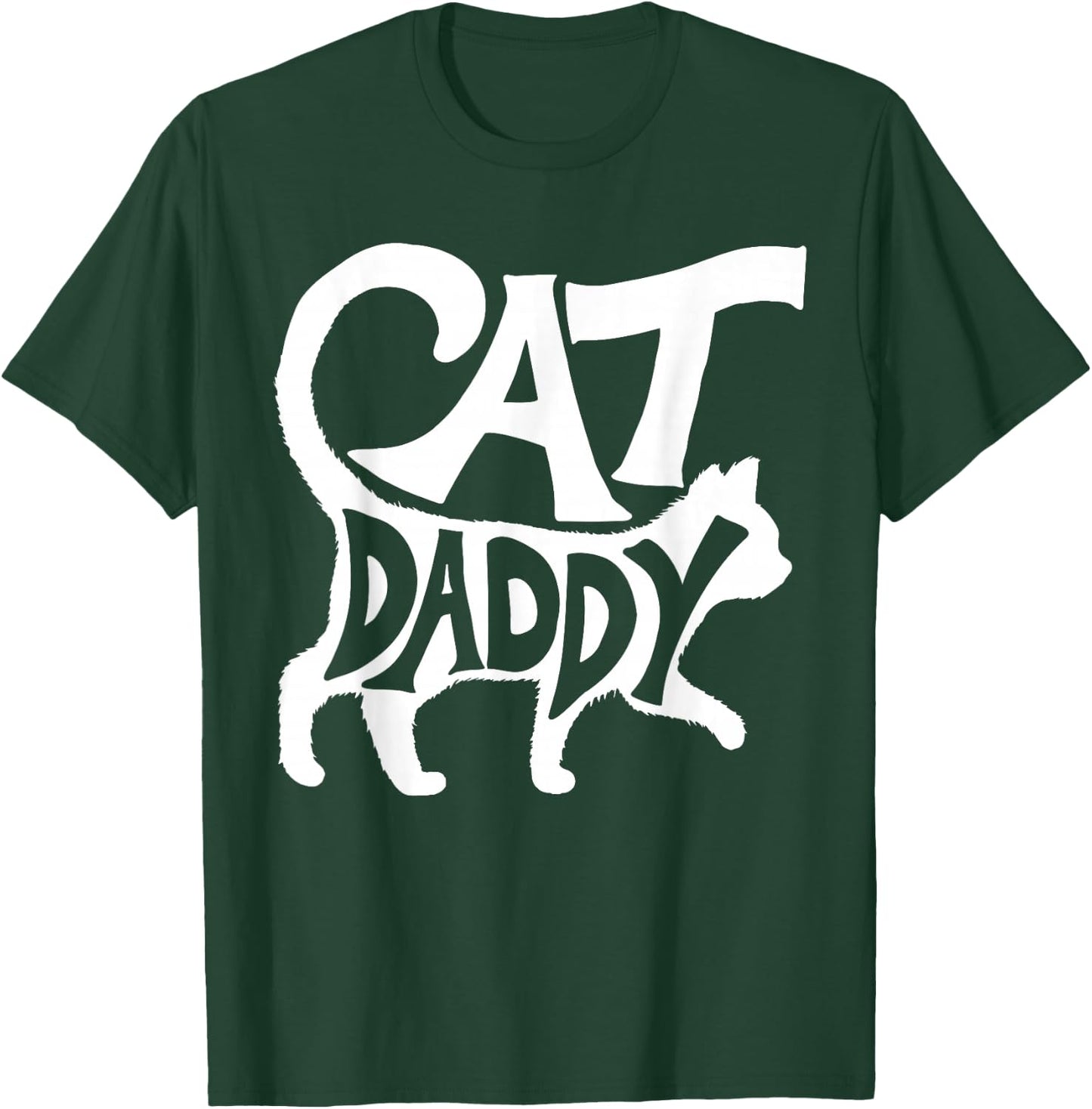 Cat Daddy Funny Cat Dad Simple Minimalist Lettering Men Women Girls Kids T-Shirt - T-Shirt | Forest