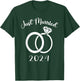 Just Married 2024 Wedding Rings Matching Couple Newlyweds T-Shirt - T-Shirt | Forest