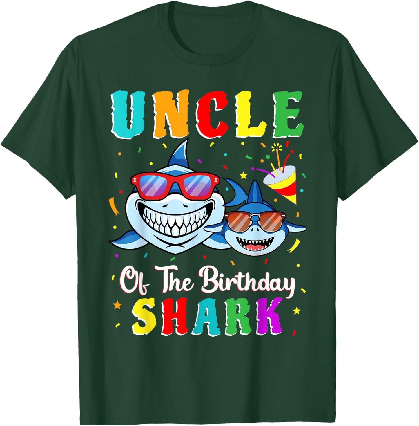 Uncle Of The Shark Birthday Family Matching Birthday Nephew T-Shirt - T-Shirt | Forest