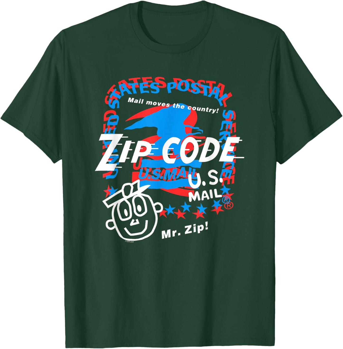 USPS Mr. Zip Collage United States Postal Service T-Shirt - T-Shirt | Forest