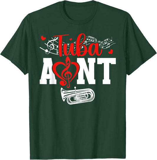 Tuba Aunt of A Tuba Player Auntie Heart Tubist Aunt T-Shirt - T-Shirt | Forest