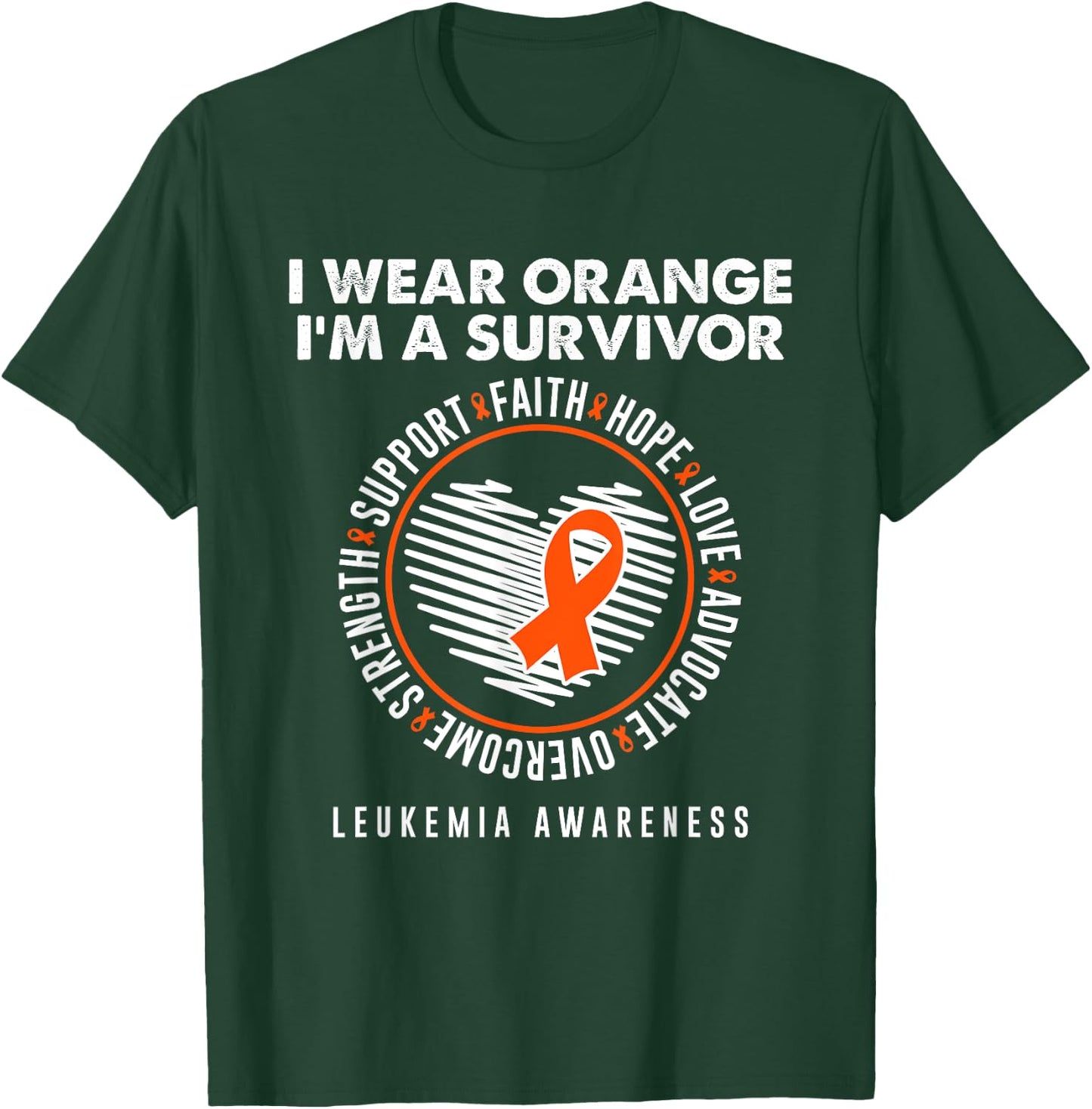 Wear Orange Ribbon Survivor Leukemia Blood Cancer Awareness T-Shirt - T-Shirt | Forest