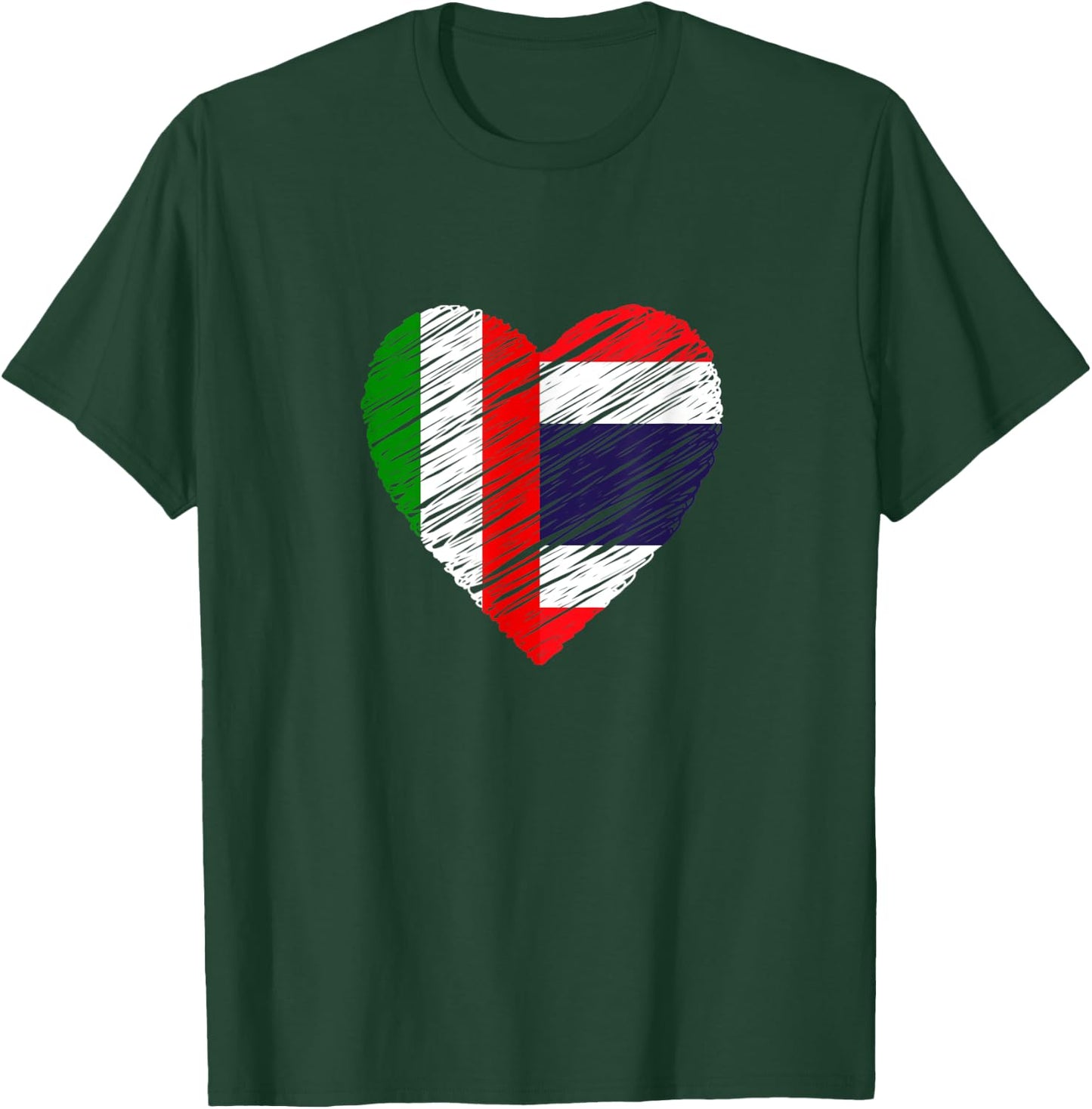 Thailand Italy Heart Italian Flag Thai Flag Love Heart T-Shirt - T-Shirt | Forest