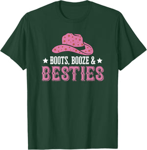 Boots Booze And Besties Girls Trip Sister Squad Matching T-Shirt - T-Shirt | Forest