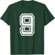 Number #9 Sports White Distressed Number T-Shirt - T-Shirt | Forest