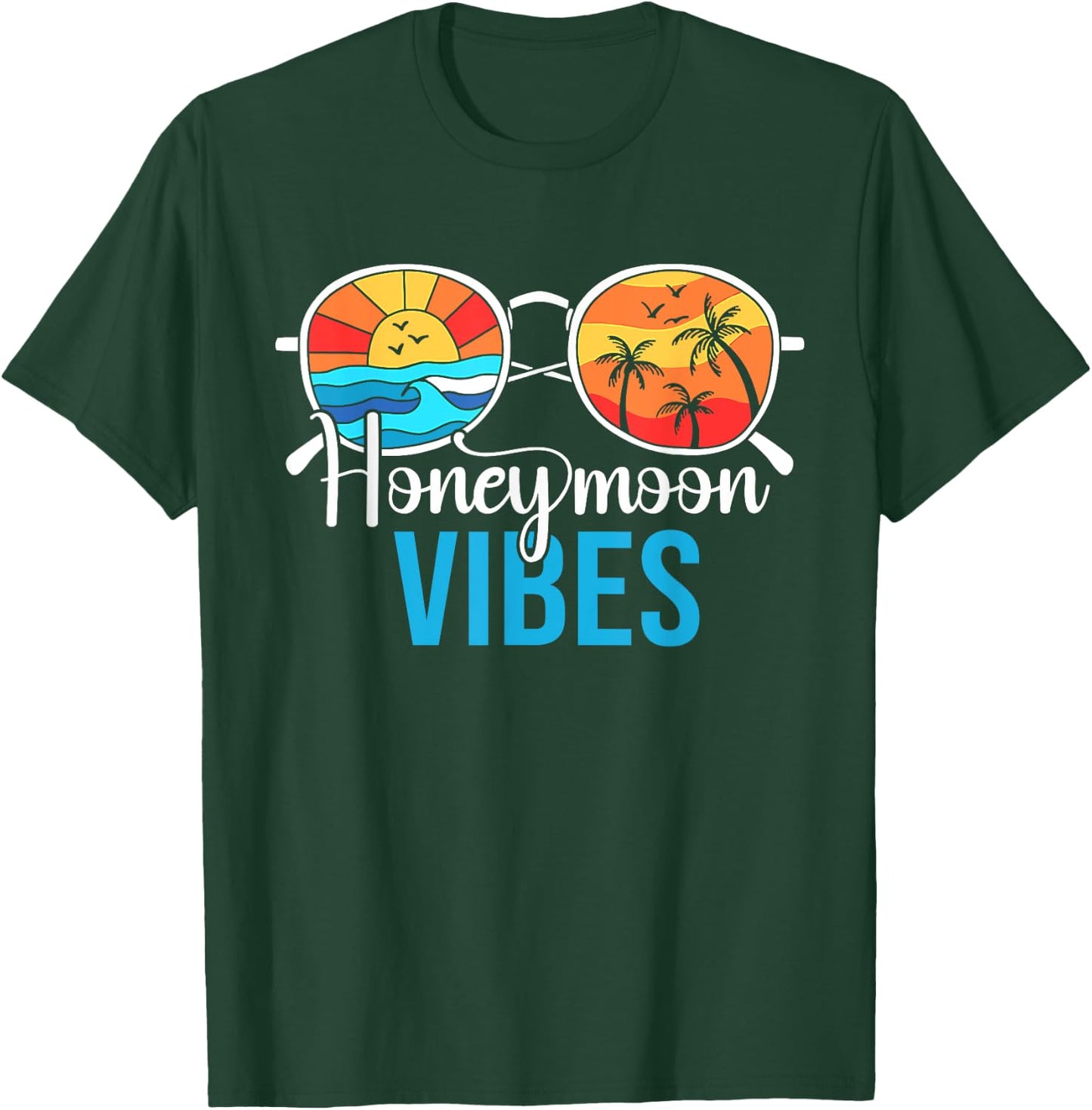 Honeymoon Vibes Couples Vacation Wedding Bride Groom T-Shirt - T-Shirt | Forest