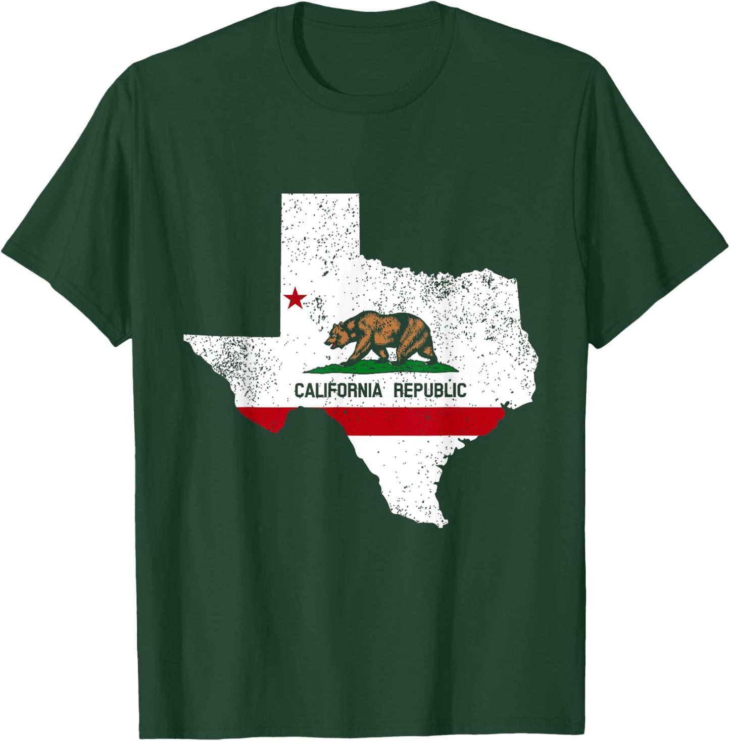 Texas California Flag - California Transplant T-Shirt - T-Shirt | Forest