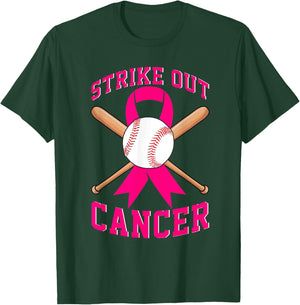 Strike Out Breast Cancer Baseball Fight Awareness T-Shirt - T-Shirt | Forest