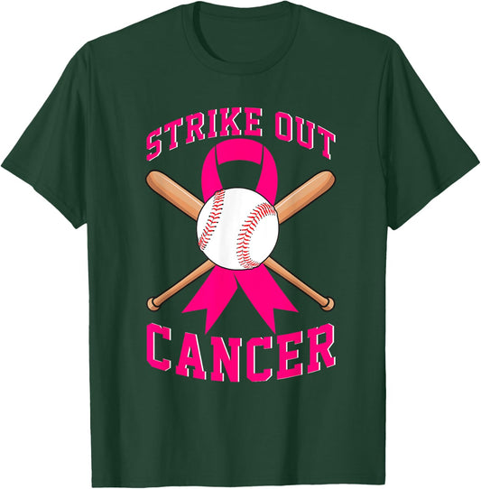 Strike Out Breast Cancer Baseball Fight Awareness T-Shirt - T-Shirt | Forest
