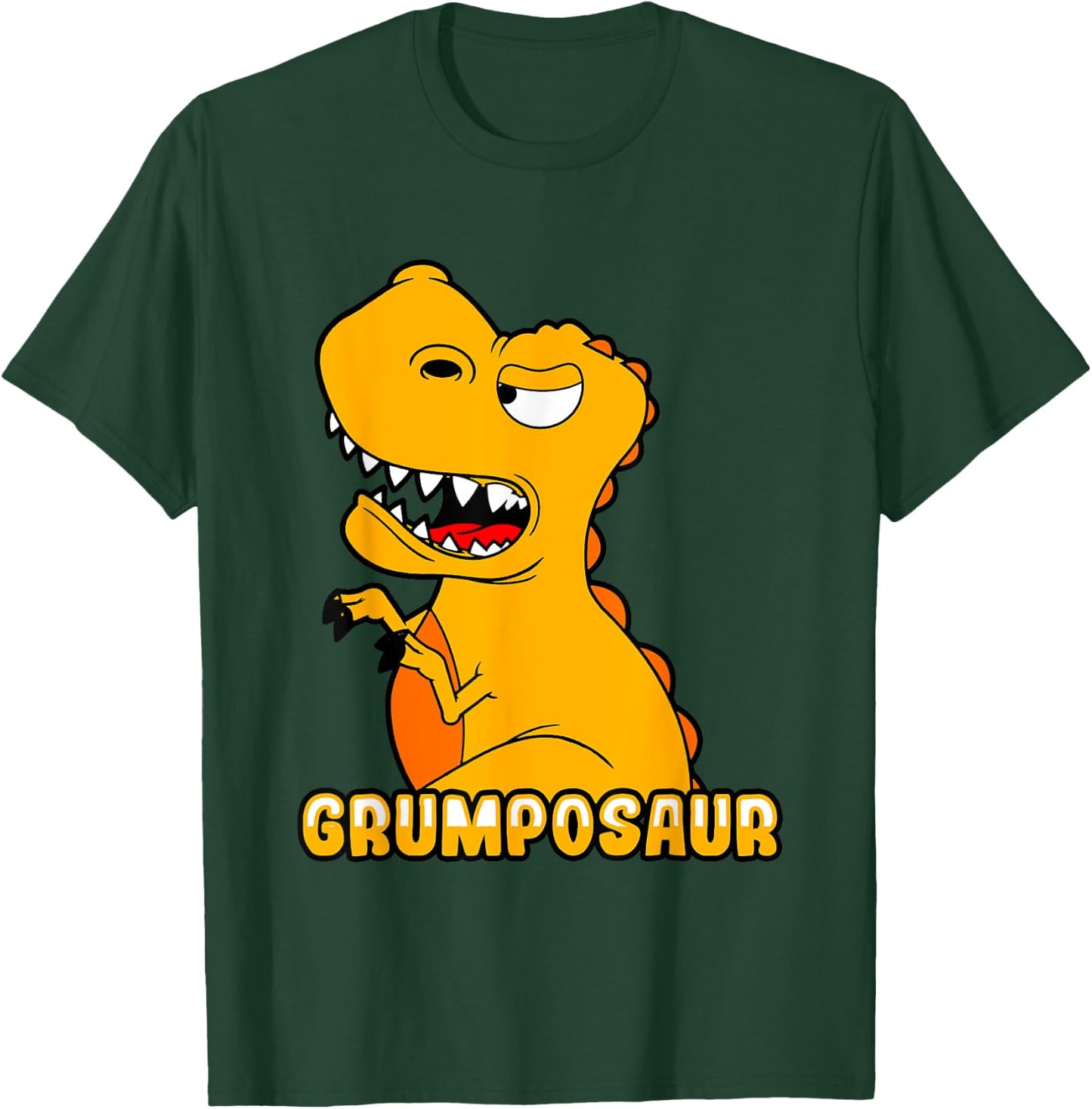 Grumpy Grumpo Dino fr Junge, Mdchen, Mann & Frau -Adults & Kids Black Short Sleeve Classic Fit Dinosaur-themed T-Shirt - T-Shirt | Forest