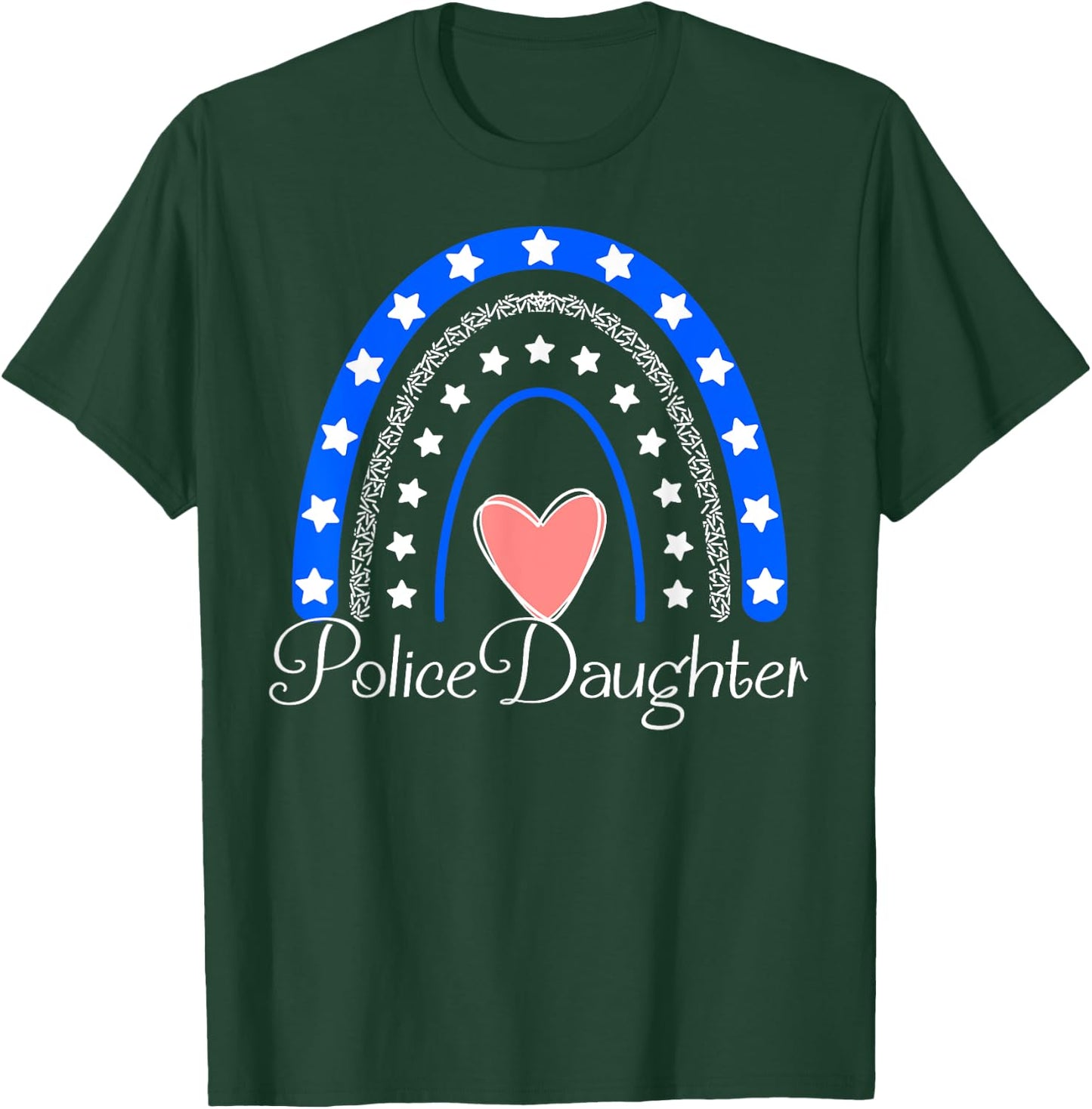 Police Daughter Boho Rainbow Funny Police Officer Daughter T-Shirt - T-Shirt | Forest