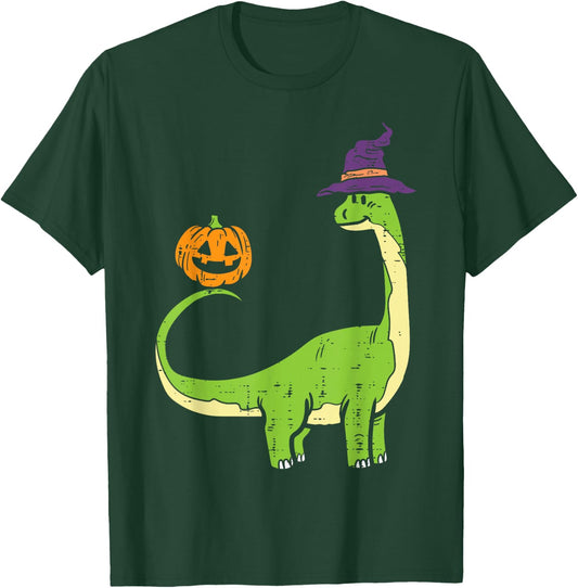 Brachiosaurus Witch Pumpkin Halloween Dinosaur Brontosaurus T-Shirt - T-Shirt | Forest