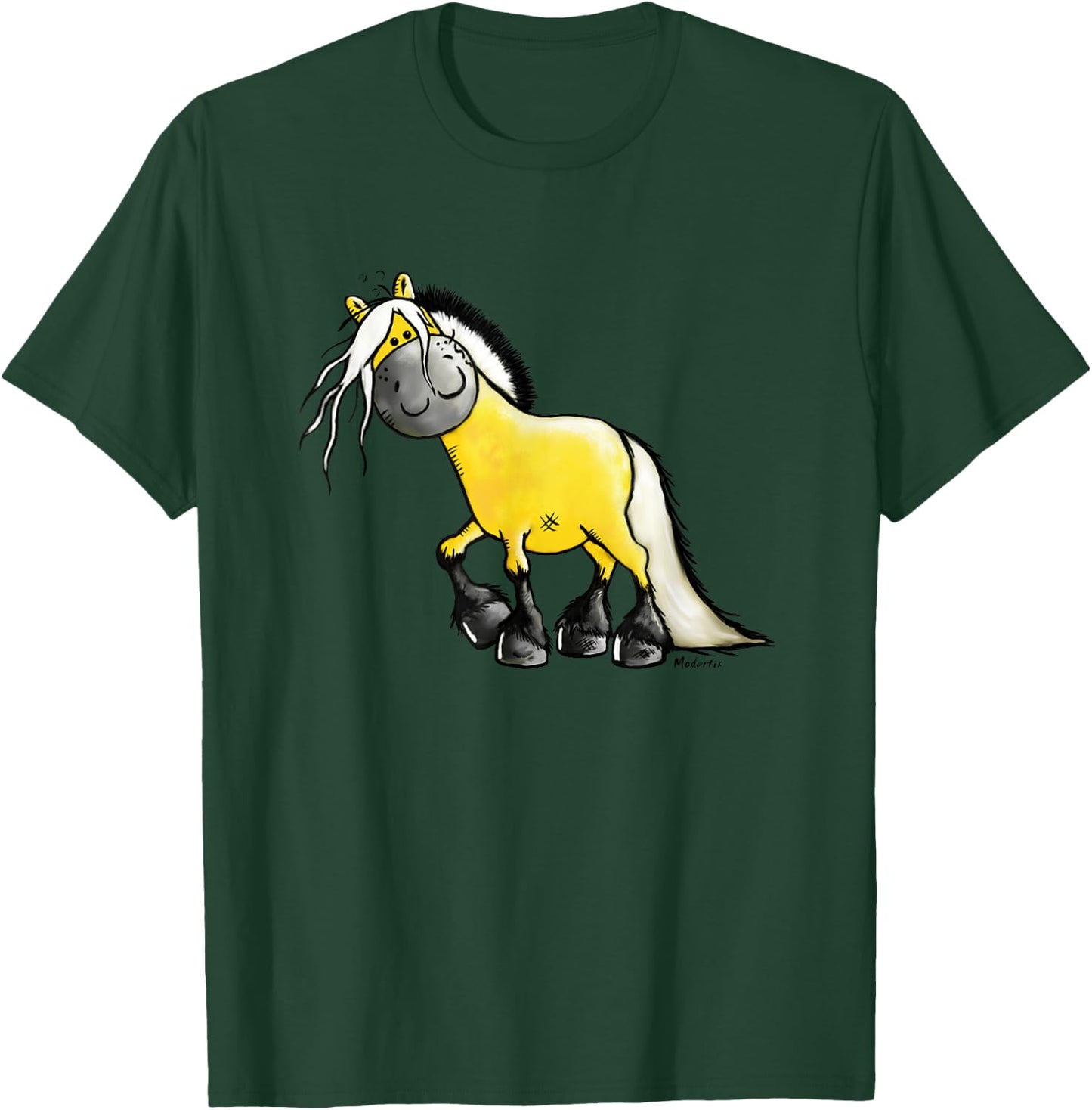 Happy Fjord Horse Cartoon Norwegian Horse I Fjord Horse Fun T-Shirt - T-Shirt | Forest