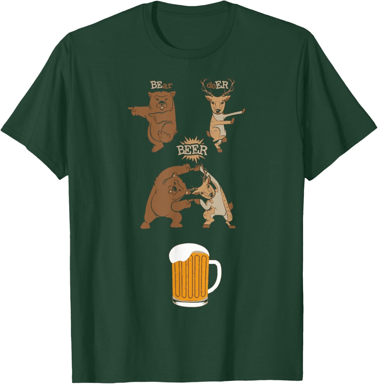 Funny Beer Saying Bear Deer Fusion Manga T-Shirt - T-Shirt | Forest