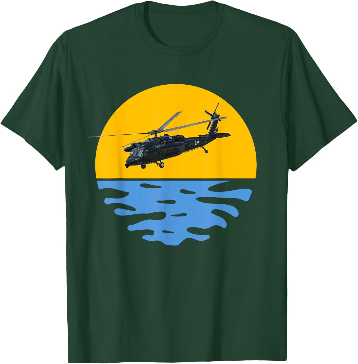 Sunset Army UH-60 Sikorsky Blackhawk Helicopter Pilot Gift T-Shirt - T-Shirt | Forest