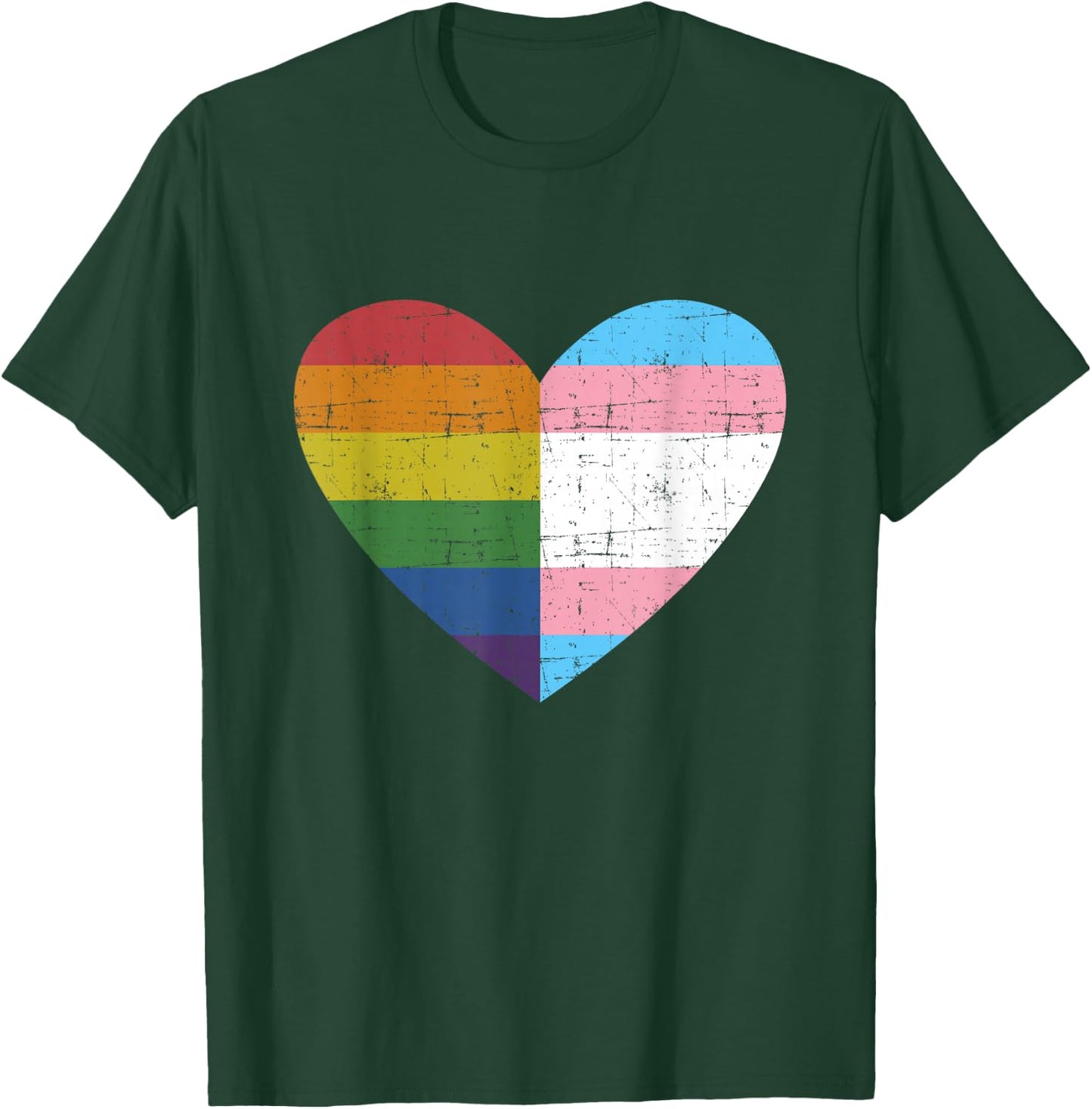 Heart with Rainbow and Transgender Flag for Pride Month Small T-Shirt - T-Shirt | Forest