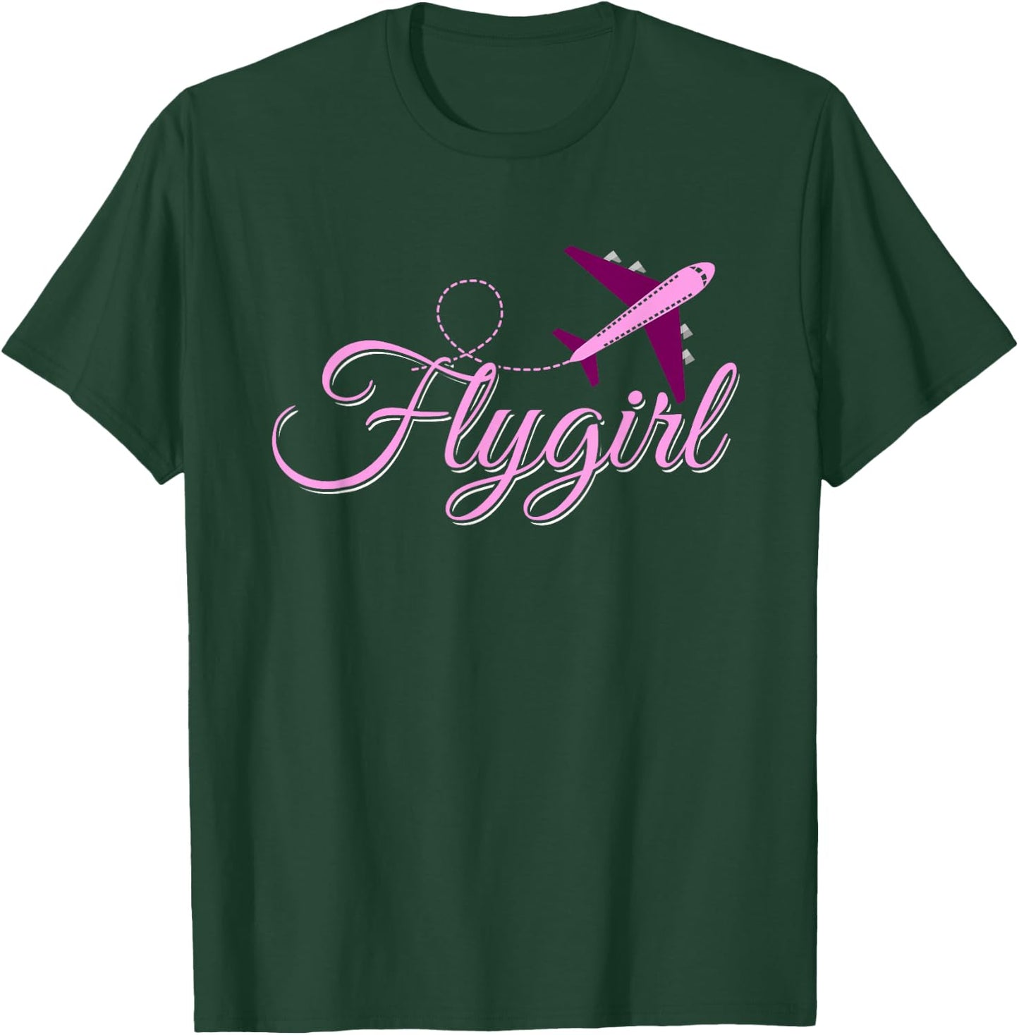 Flight Attendant Flygirl Airplane Pilot Stewardess T-Shirt - T-Shirt | Forest
