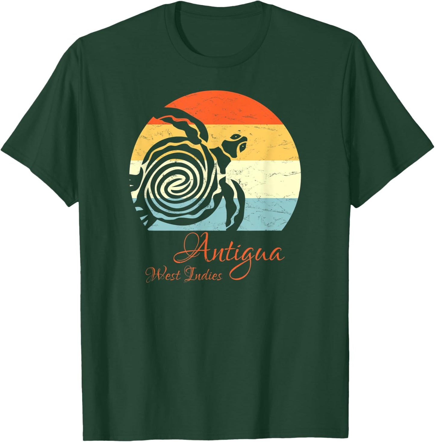 Antigua, West Indies Vintage Retro Sea Turtle Vacation T-Shirt - T-Shirt | Forest