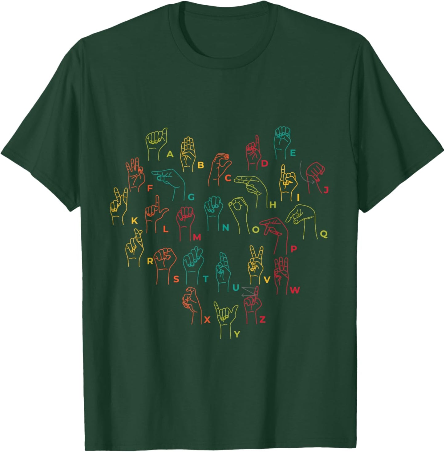 ASL ILY Heart Sign Language Interpreter Deaf ASL Teacher T-Shirt - T-Shirt | Forest