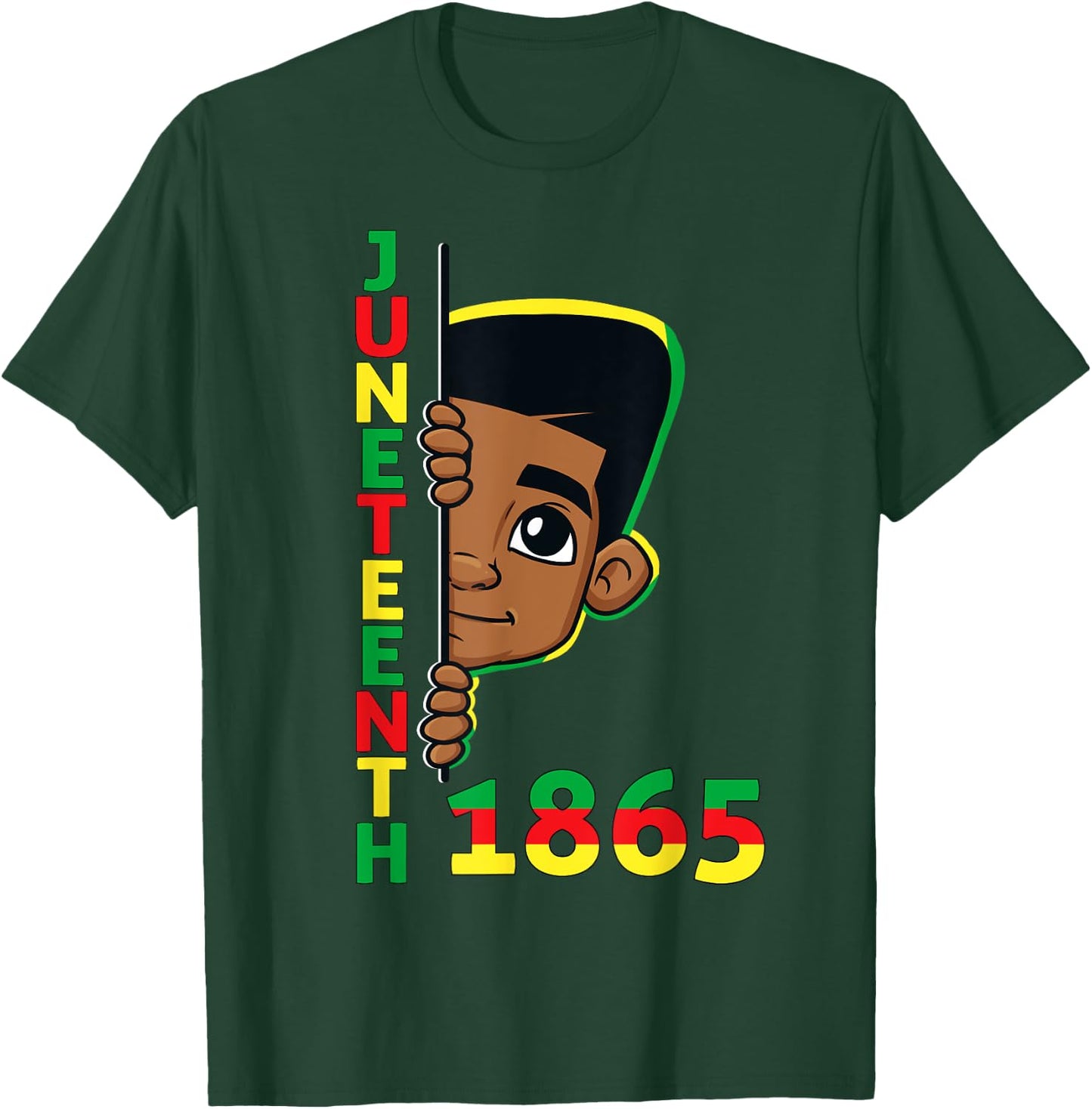Juneteenth Celebrating 1865 Cool Brown Skin King Boys Kids T-Shirt - T-Shirt | Forest