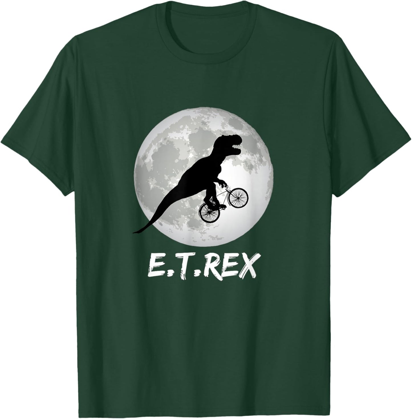 E.T. Rex Funny Dinosaur Shirt T-Rex on Bike Over The Moon T-Shirt - T-Shirt | Forest