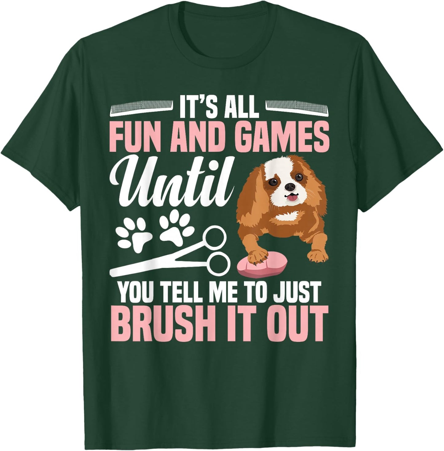Dog Hairdresser Salon Dog Groomer Smock Dog Grooming T-Shirt - T-Shirt | Forest