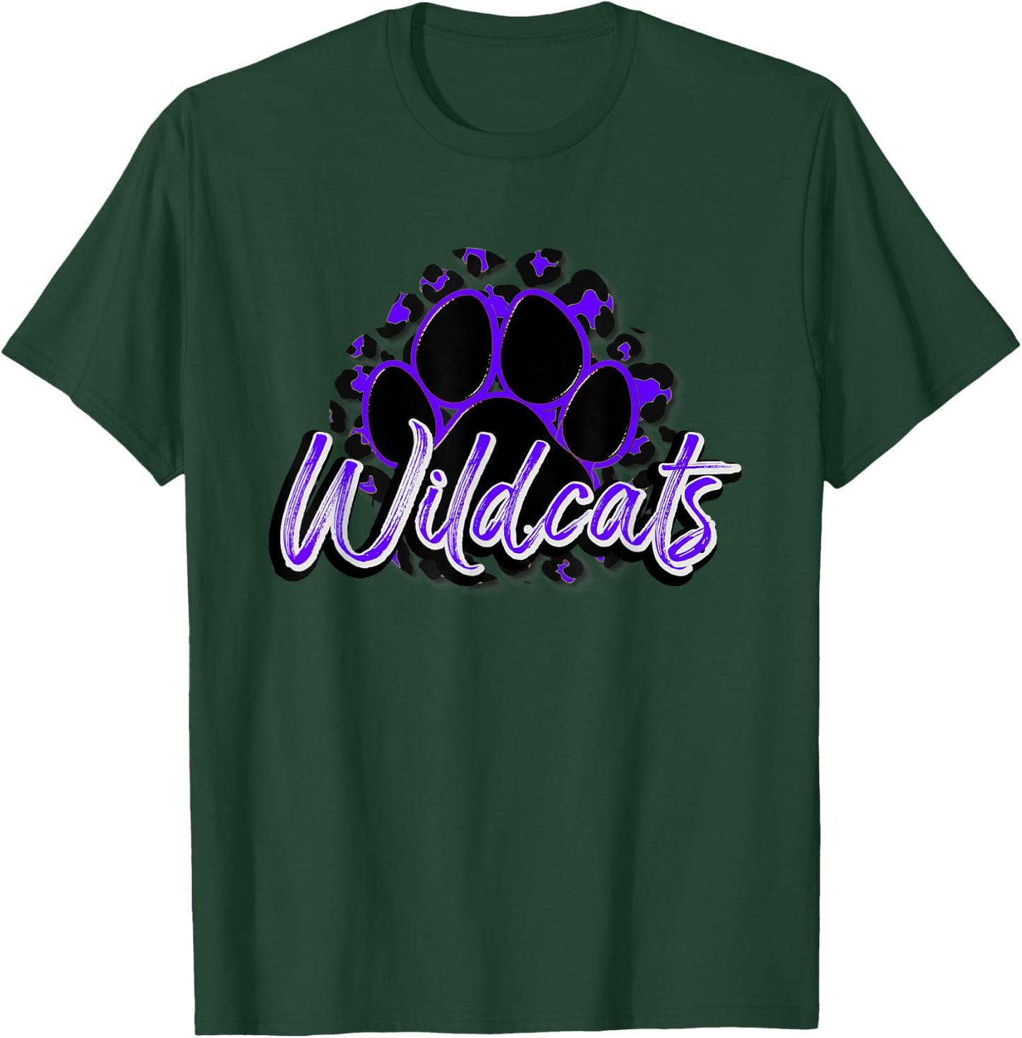 Wildcats Purple Black Cheetah School Sports Fan Team Spirit T-Shirt - T-Shirt | Forest