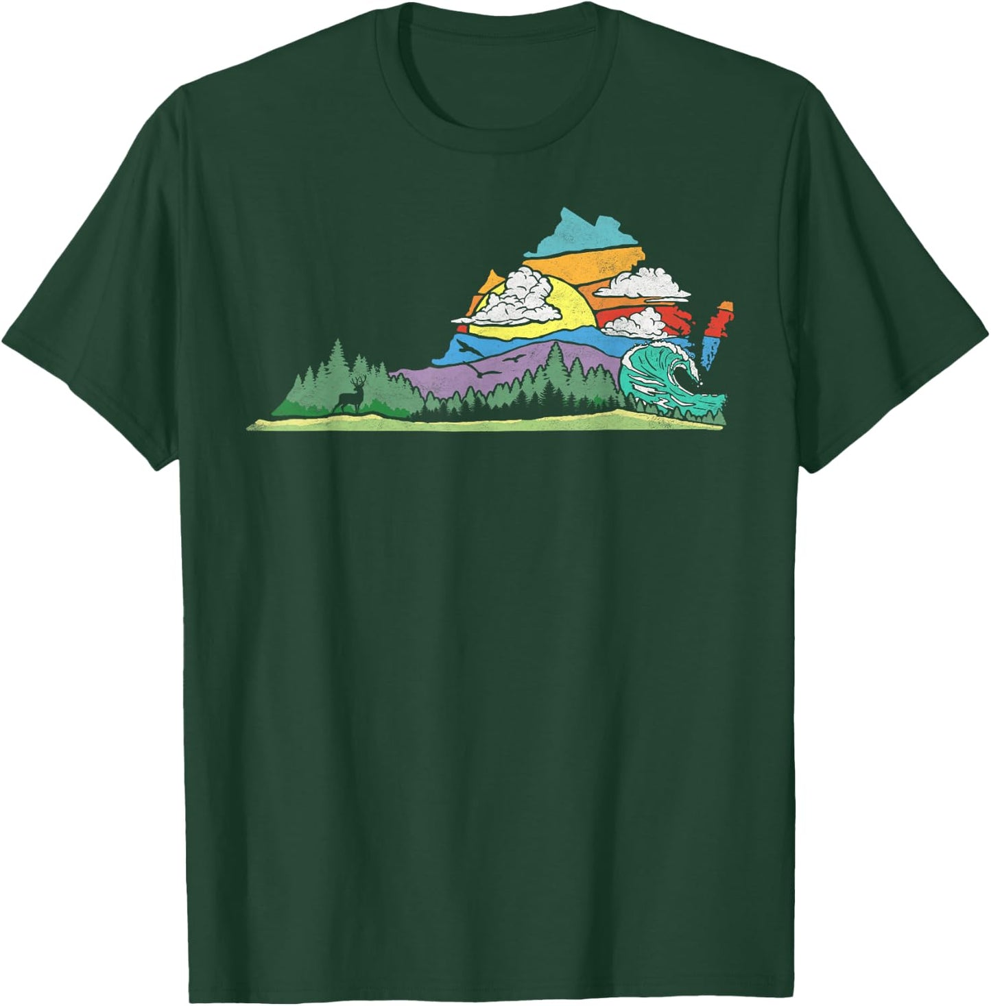 Vintage Virginia Outdoors & Nature Lover Retro 80s Graphic T-Shirt - T-Shirt | Forest