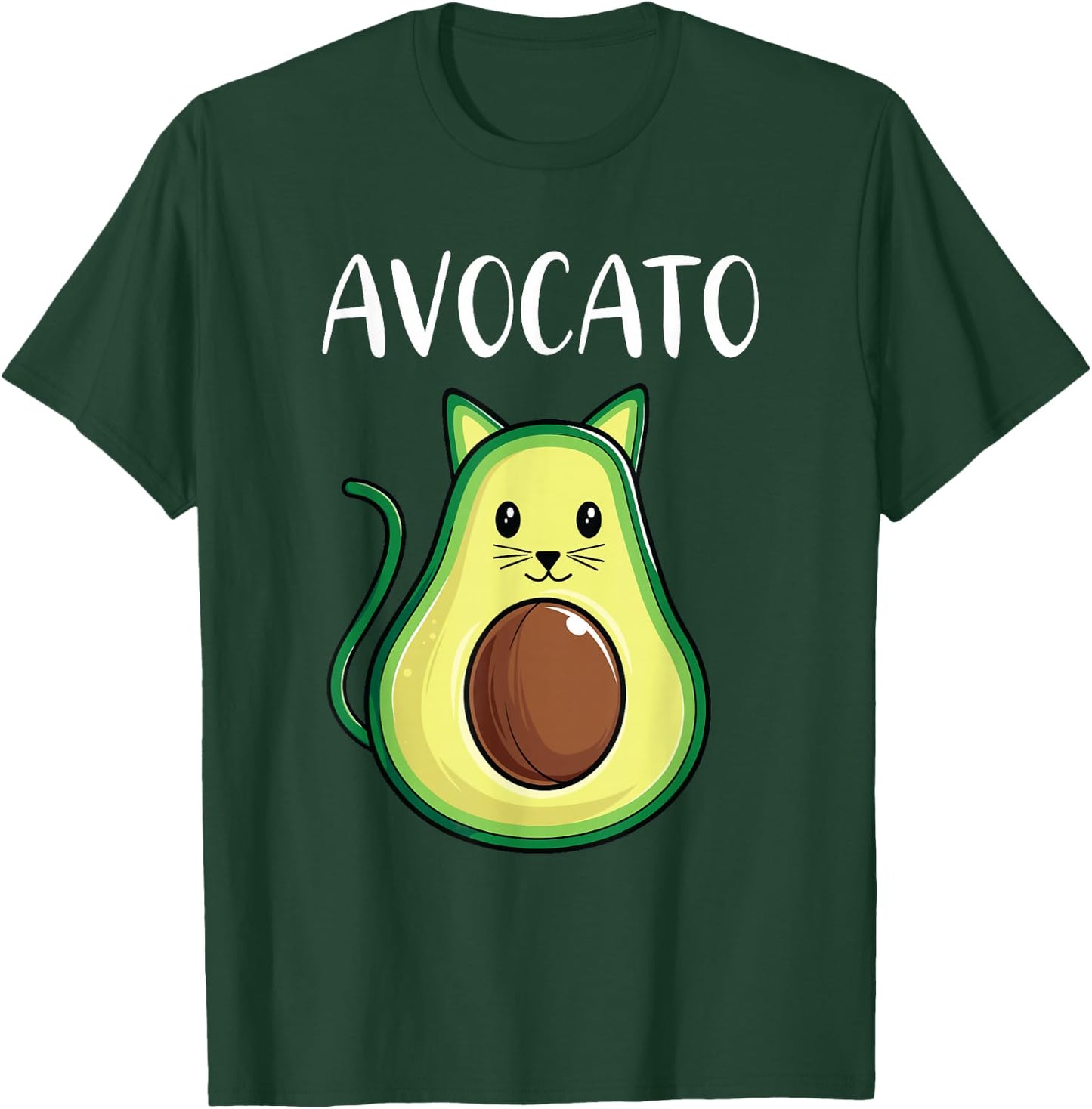 Funny Avocado Shirt Women Men Kids Avocato Cat T-Shirt - T-Shirt | Forest