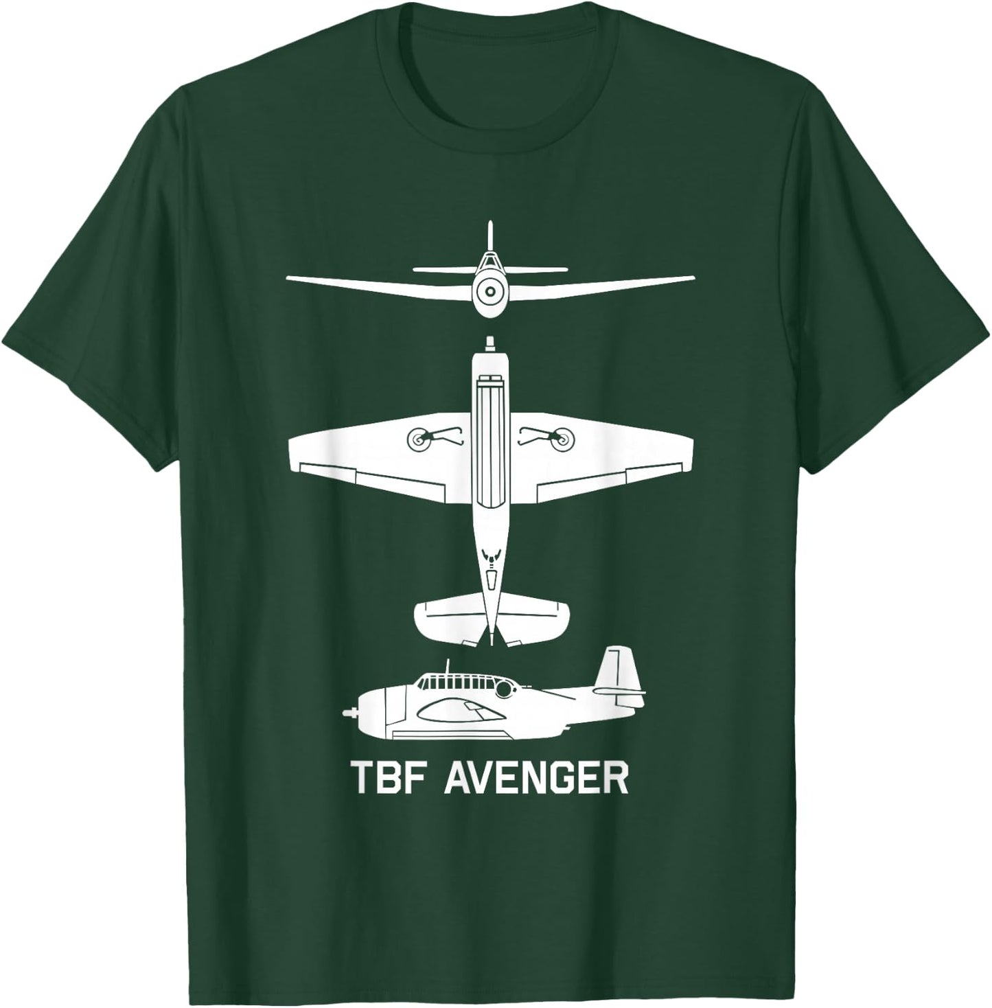 TBF Avenger American WW2 Torpedo Bomber Plane Silhouettes T-Shirt - T-Shirt | Forest