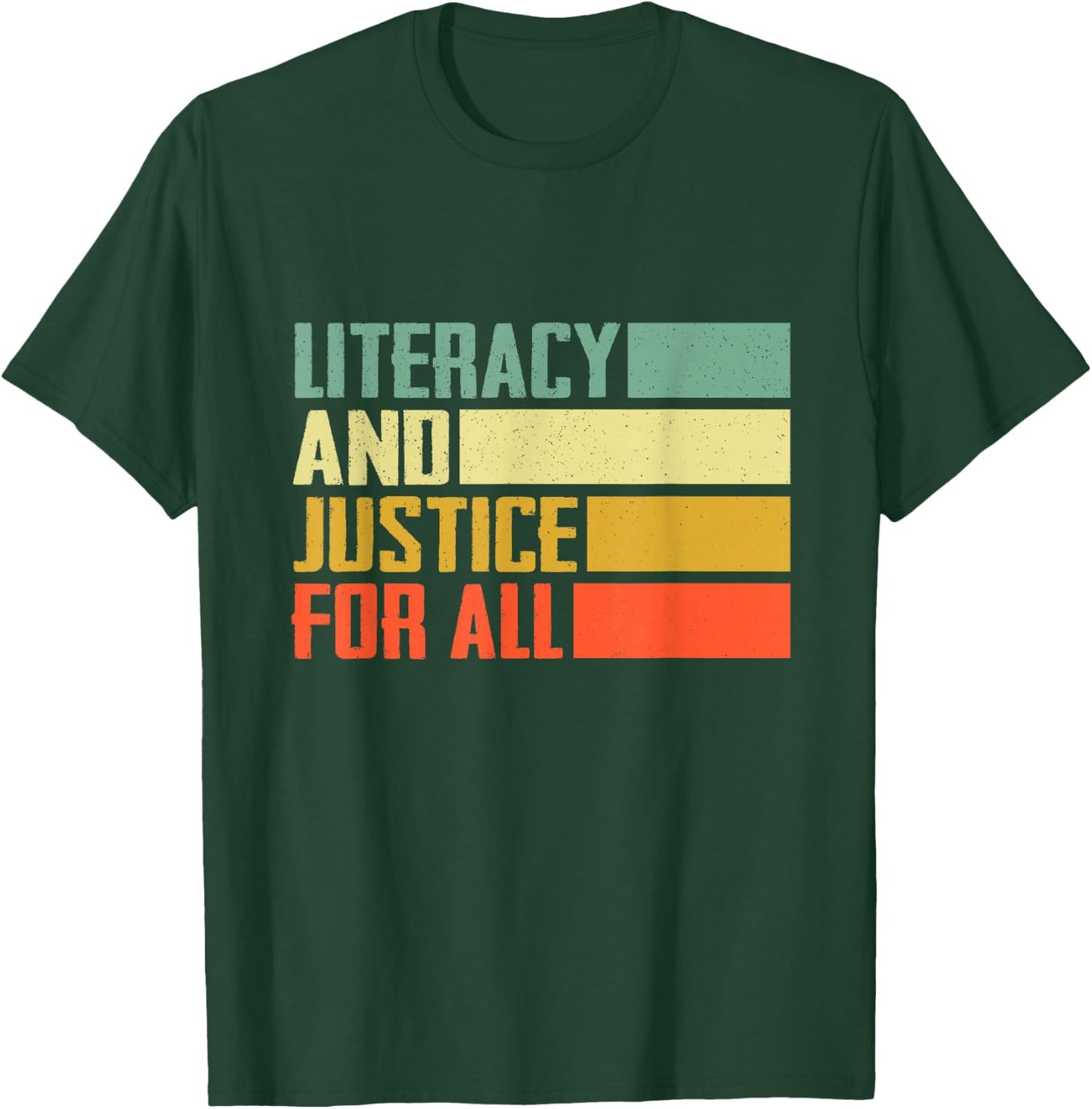 Literacy and Justice for All Retro Social Justice T-Shirt - T-Shirt | Forest