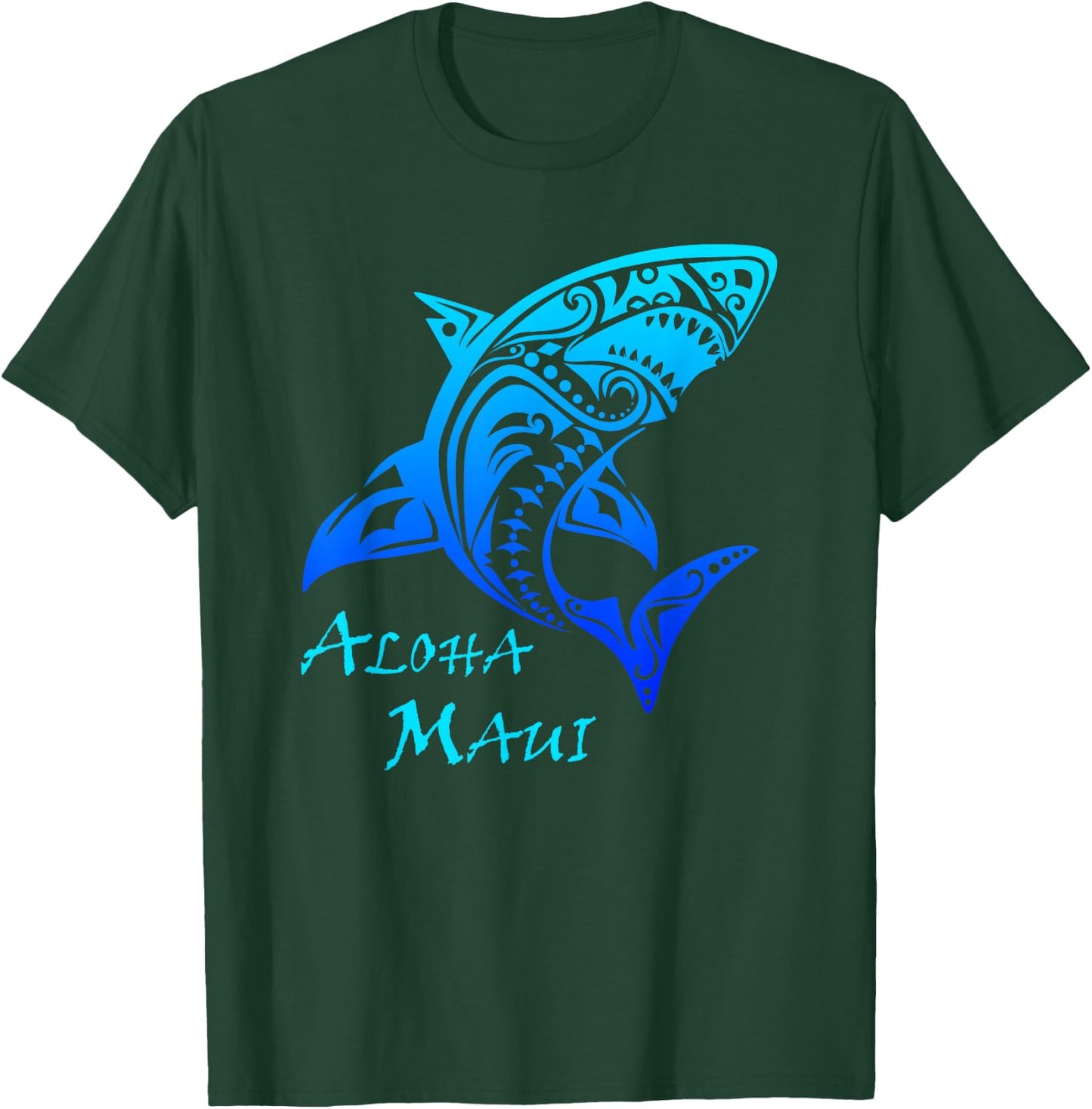 Aloha Maui Vintage Hawaiian Island Tribal Shark Classic T-Shirt - T-Shirt | Forest
