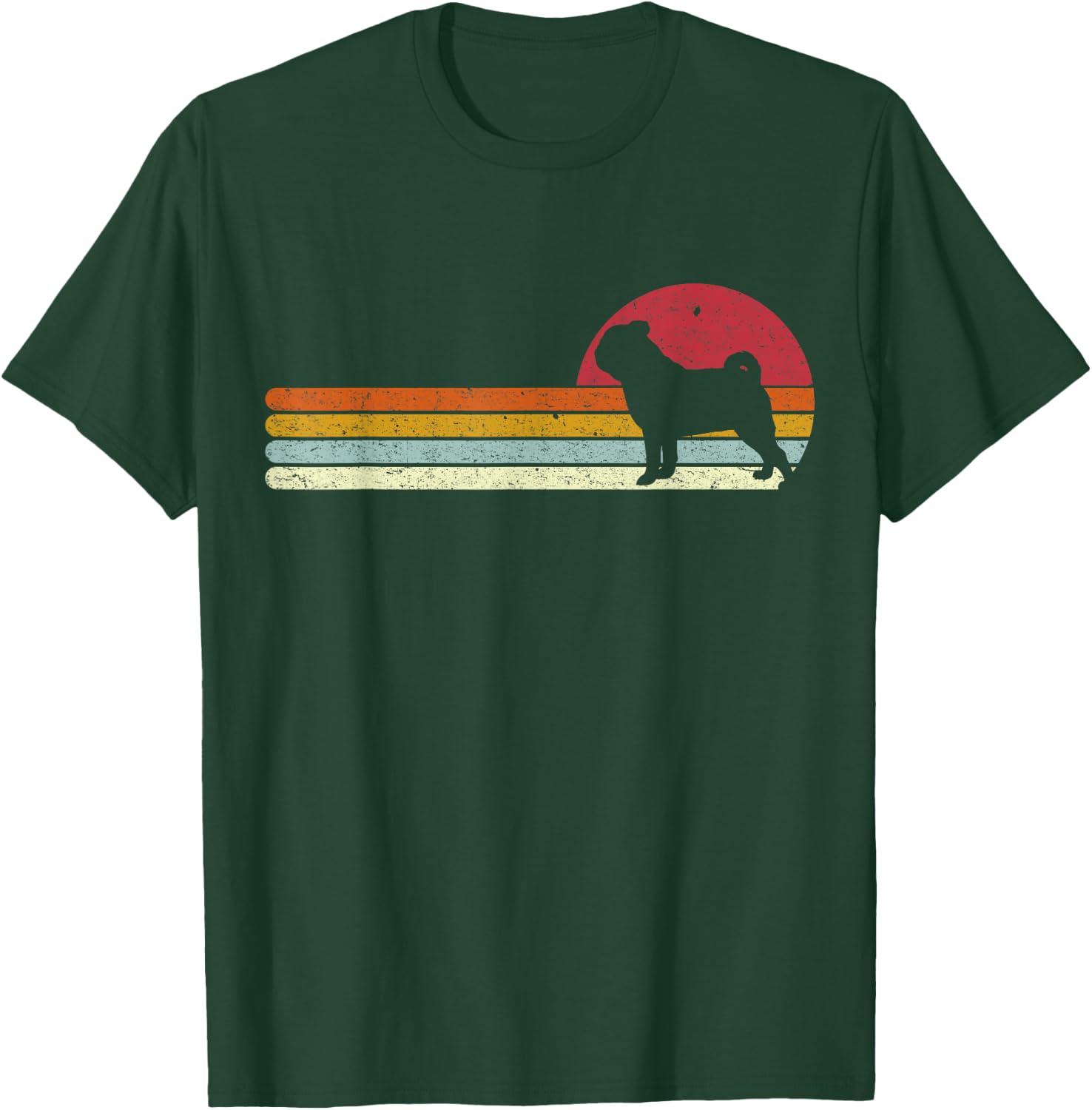 Sunset Pug Distressed Mops Carlino Carlino for Dog Owners T-Shirt - T-Shirt | Forest