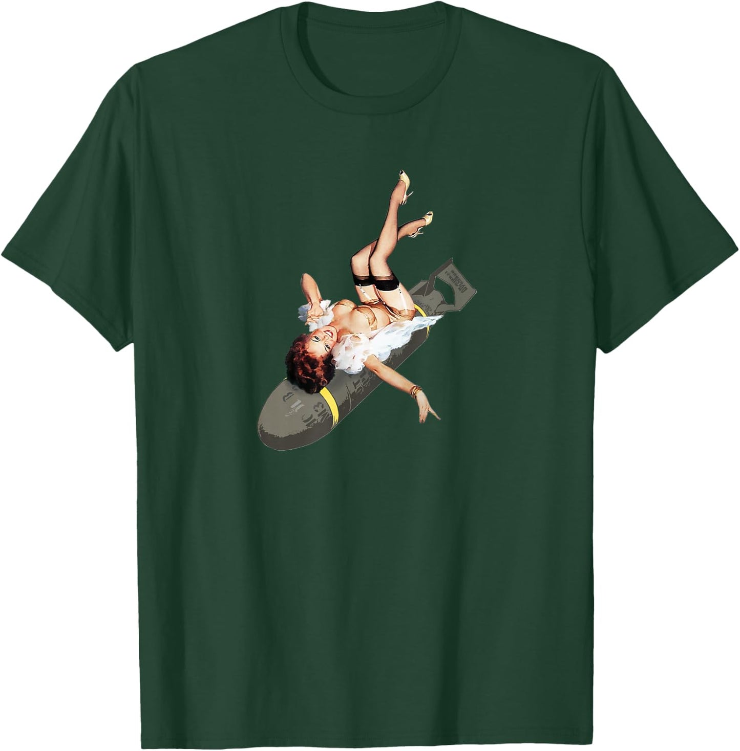 Pinup Girl Bombs Away WW2 Vintage Poster T-Shirt - T-Shirt | Forest