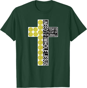 All I Need Is Pickleball Jesus Distressed Christian Cross T-Shirt - T-Shirt | Forest