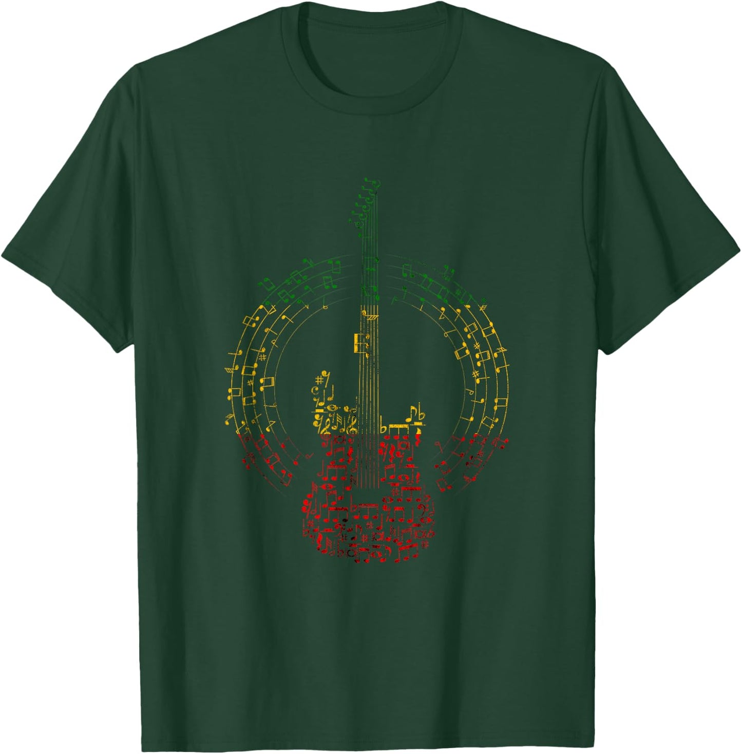 Reggaeton Guitar Rastafarian Music Note Rasta Reggae T-Shirt - T-Shirt | Forest