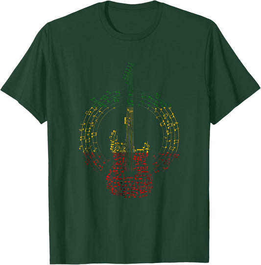 Reggaeton Guitar Rastafarian Music Note Rasta Reggae T-Shirt - T-Shirt | Forest