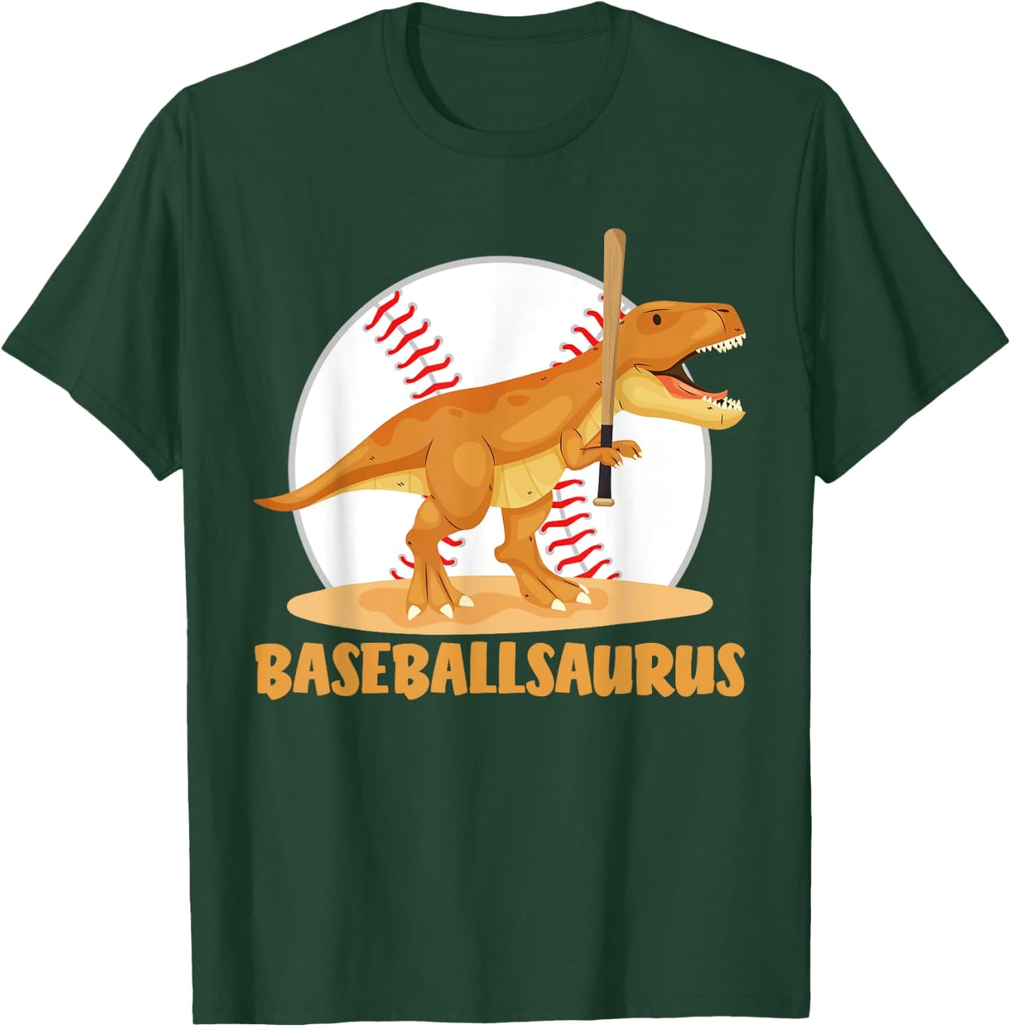 Baseball playing Trex Funny Dino Sport T-Shirt - T-Shirt | Forest